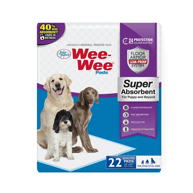 Four Paws Wee-Wee Couches-Absorbantes Sans Parfum – 24 x 24 pouces, 75 unités (Conditionnement Variable)