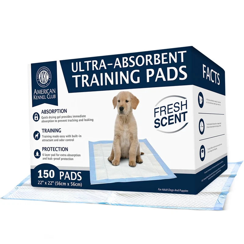 American Kennel Club Tapis d'Entraînement Ultra Absorbants 22 x 22 cm – Anti-Odeur Parfumé, Pack de 150