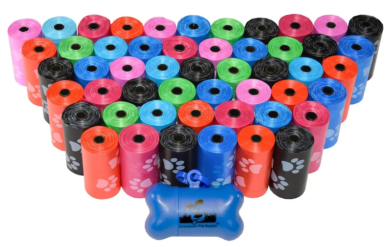 Downtown Pet Supply Sacs Caca pour Chiens avec Distributeur — 960 Sacs Anti-Fuite, Porte-Sacs Os, Arc-en-Ciel (12,5 x 8,5 po)