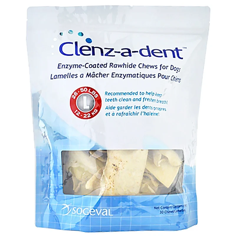 Clenz-A-Dent – Friandises en peau brute pour chien (format grand, 30 pièces)