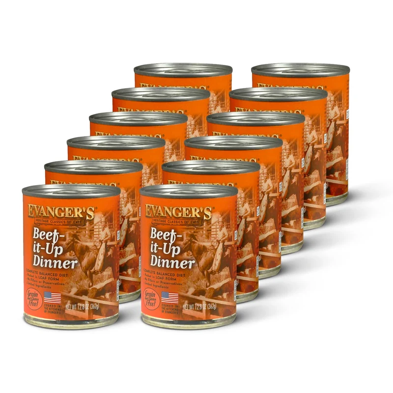 Evanger's Heritage Classics Boeuf Renforcé pour Chats – Lot de 12 boîtes 12,5 oz – Sans céréales, Ingrédients limités