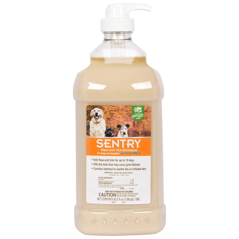 Shampoing SENTRY à l’avoine pour chiens – Puces et tiques, parfum hawaïen gingembre, 63,5 oz