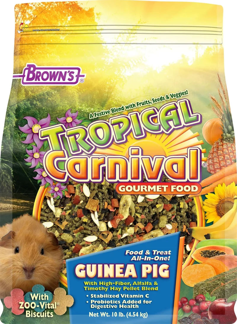 F.M. Brown's Tropical Carnival Gourmet Cochon d’Inde – Alfalfa et Foin Timothy – Nutrition quotidienne vitaminée – 10 lb