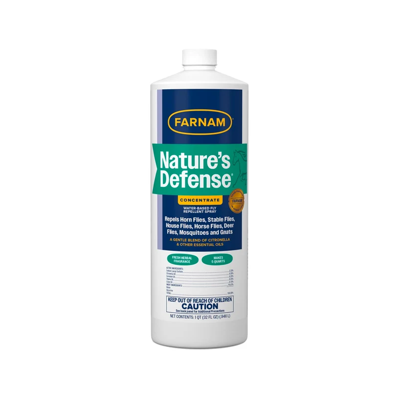 Farnam Nature’s Defense Concentrate — Spray répulsif botanique pour chevaux, peau sensible, 32 oz