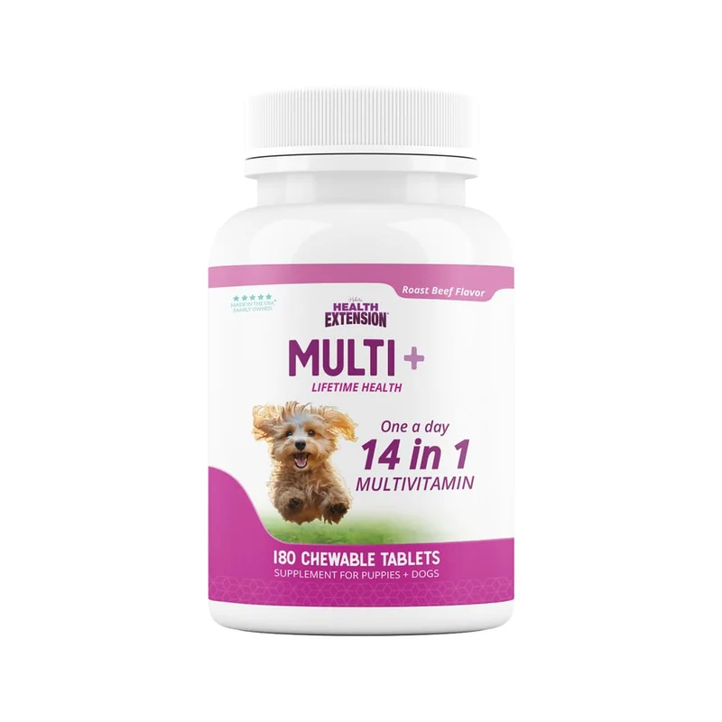 Health Extension Lifetime Multivitamin et Minéraux pour Chiens et Chiots – 180 Tablettes, Immunité, Digestion, Articulations, Pelage