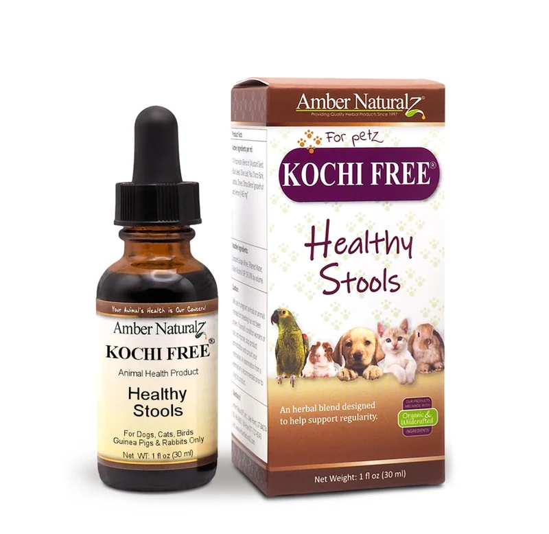 Amber NaturalZ Kochi Free : complément herbes digestif pour chiens, chats, oiseaux, cochons d’Inde et lapins | 1 oz | Fabriqué aux États‑Unis