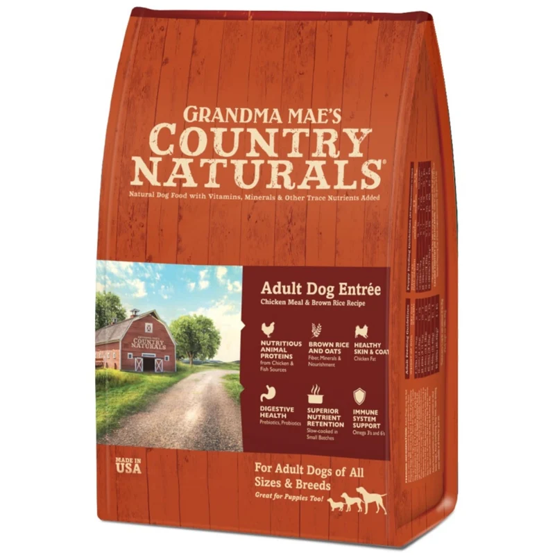 Grandma Mae’s Country Naturals – Nourriture chien adulte estomac sensible (Poulet & Riz brun), 4 lb