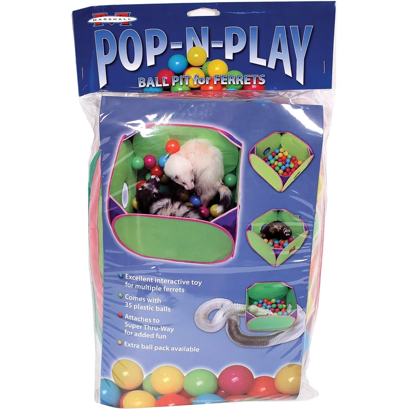 Marshall Pet Products Pop-N-Play Ball Pit pour furets et petits animaux – Jeu interactif et rangement facile