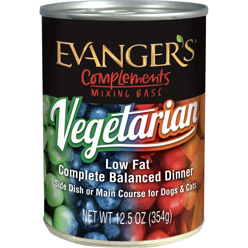 Evanger’s Compléments Dîner Végétarien — Repas sans céréales pour chiens et chats, base équilibrée 12 x 355 g
