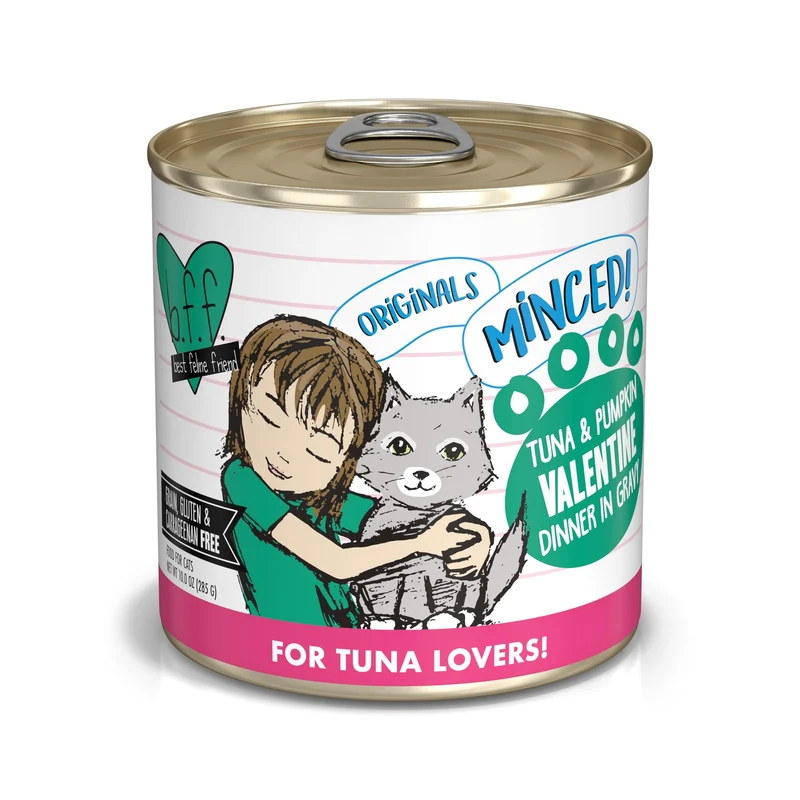 Weruva BFF Minced Valentine : Thon sauvage et citrouille en sauce, boîtes de 10 oz – Pack de 12