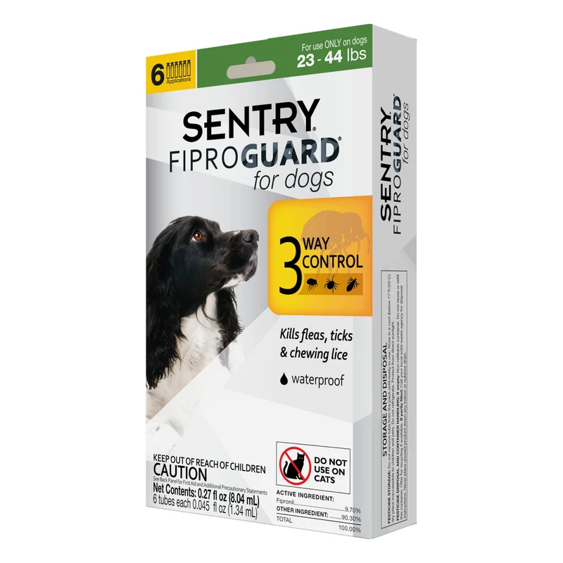 Sentry Fiproguard pour chiens (10,5–20 kg) – Prévention puces et tiques et six mois de traitements topiques