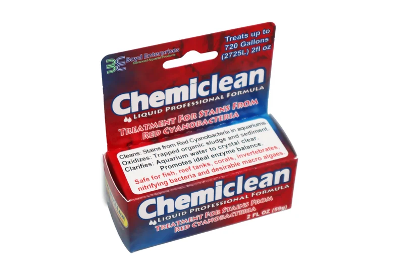 Boyd Chemi-Clean 2oz — Traitement efficace jusqu’à 720 gallons, cyanobactéries en eau marine et douce — sûr poissons, coraux et invertébrés