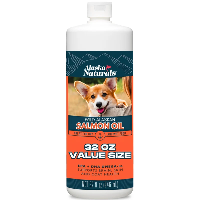 Alaska Naturals — Huile de Saumon Sauvage d'Alaska pour Chiens – EPA et DHA Oméga-3, 946 ml
