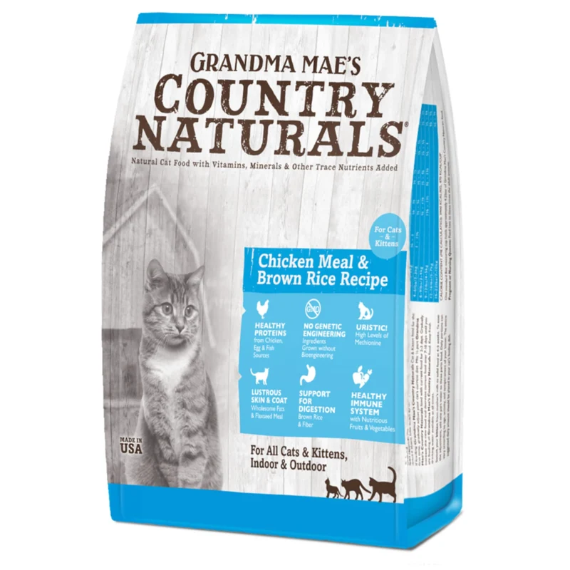 Grandma Mae’s Country Naturals – Croquettes Chat Poulet et Riz Brun, Cuisson lente, Sac de 6 Livres