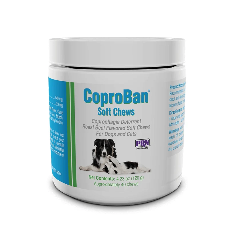 PRN CoproBan Anti-Coprophagie – Friables à mâcher Saveur Rosbif – Chiens et Chats, 40 pièces
