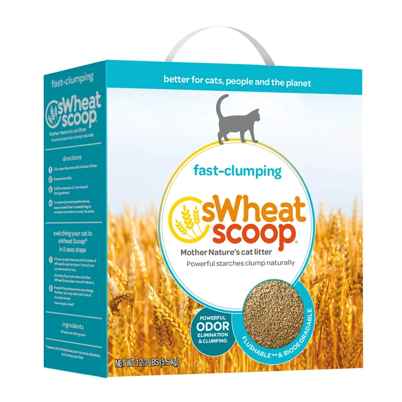 sWheat Scoop Litière naturelle pour chats multi-chats – contrôle des odeurs, agglomération rapide, biodégradable, 12,3 lb