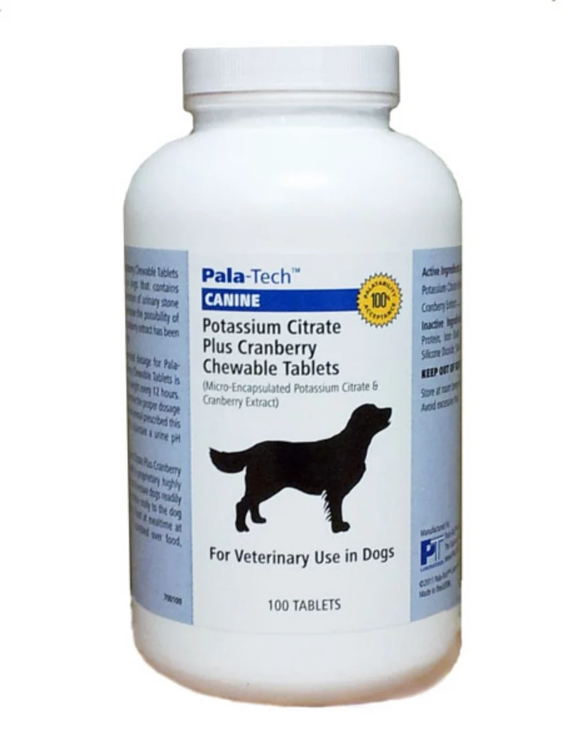 Pala Tech Chien UTI – Citrate Potassium + Cranberry, 100 comprimés croquables