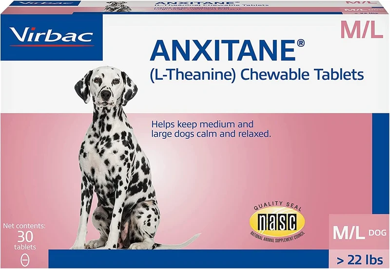 Anxitane M & L – Comprimés mâchables L-Theanine pour Chiens et Chats, 30 comprimés
