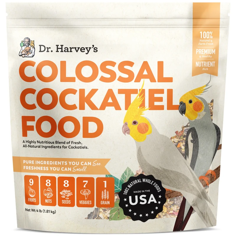 Dr. Harvey's Colossal Cockatiel Mélange – Nourriture quotidienne naturelle pour cockatiels (4 livres)