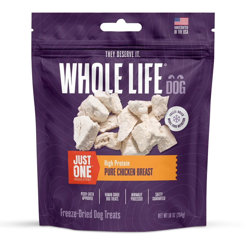 Friandises pour chien Whole Life – poulet lyophilisé, qualité humaine, haute protéine, États-Unis, 10 oz