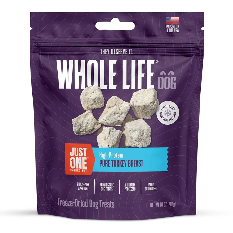 Whole Life Pet Just One Dinde Lyophilise pour Chien — Haute Protéine, Sans Conservateurs, USA, 10 oz