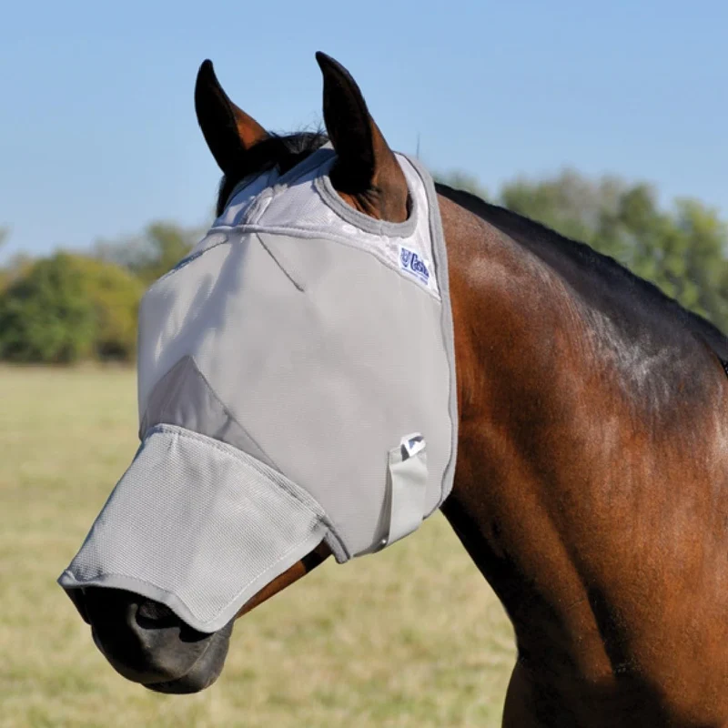 Cashel Crusader Masque Anti-Insectes à Nez Long – Gris pour Cheval