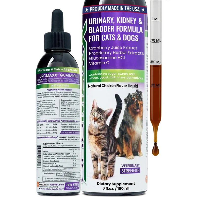 UroMAXX – Soutien urinaire pour chiens et chats, canneberge & glucosamine, goût poulet, bouteille 6 oz