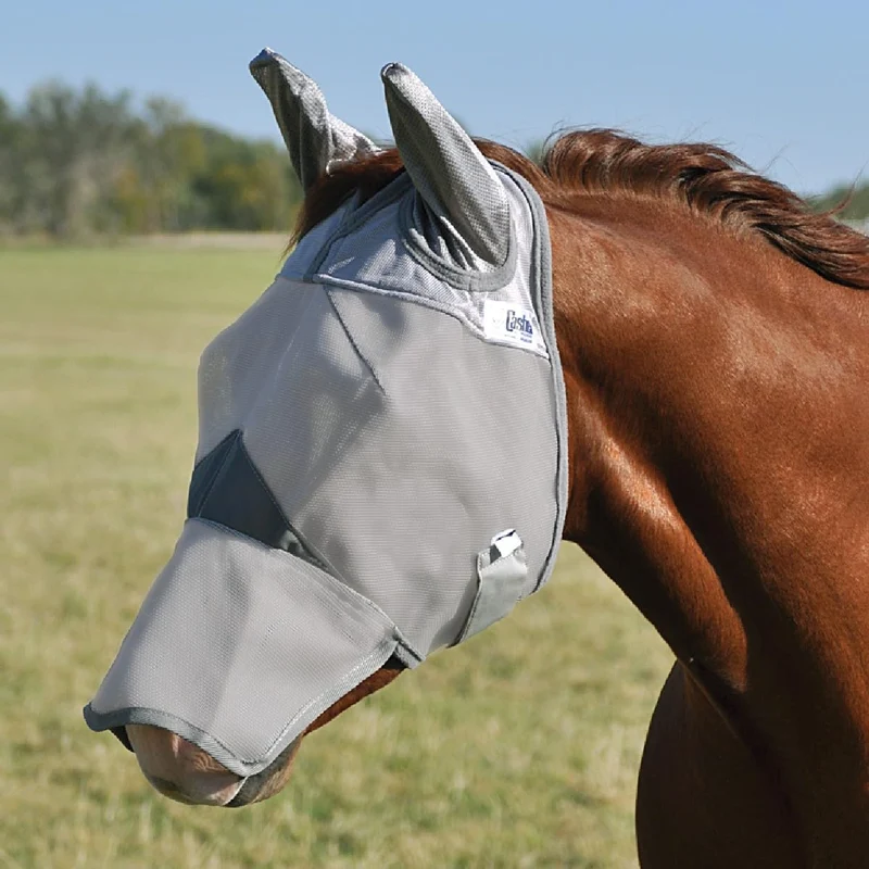 Cashel Crusader : Masque Anti-Fly Long Nez et Oreilles pour Cheval Gris