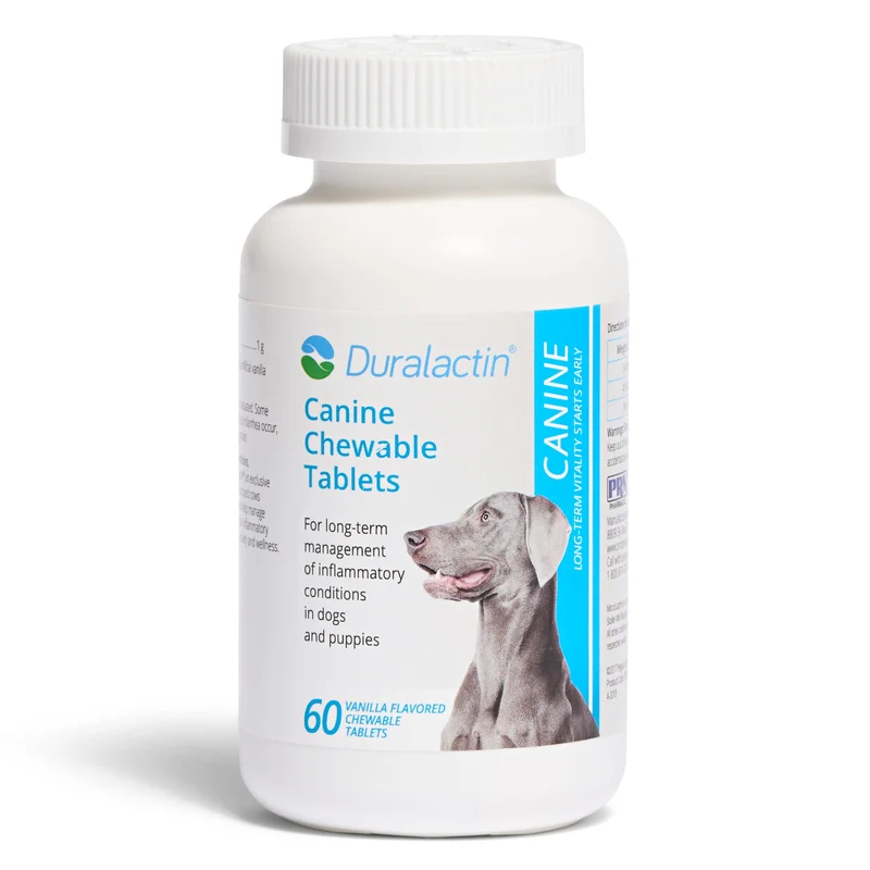 PRN Pharmacal Duralactin pour Chiens – Comprimés à Croquer Vanille, Soutien des Articulations (60 comprimés)