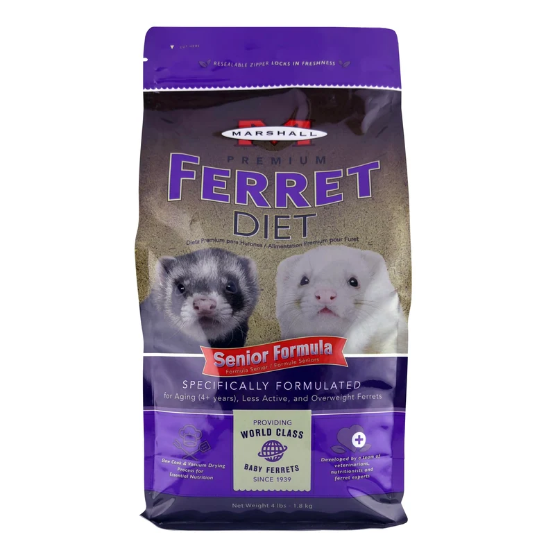 Marshall Premium Ferret Diet Senior – Alimentation équilibrée pour furets seniors (4 lb)