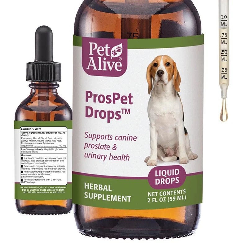 PetAlive ProsPet Gouttes pour Chiens — Santé Prostate et Vessie, 59 ml