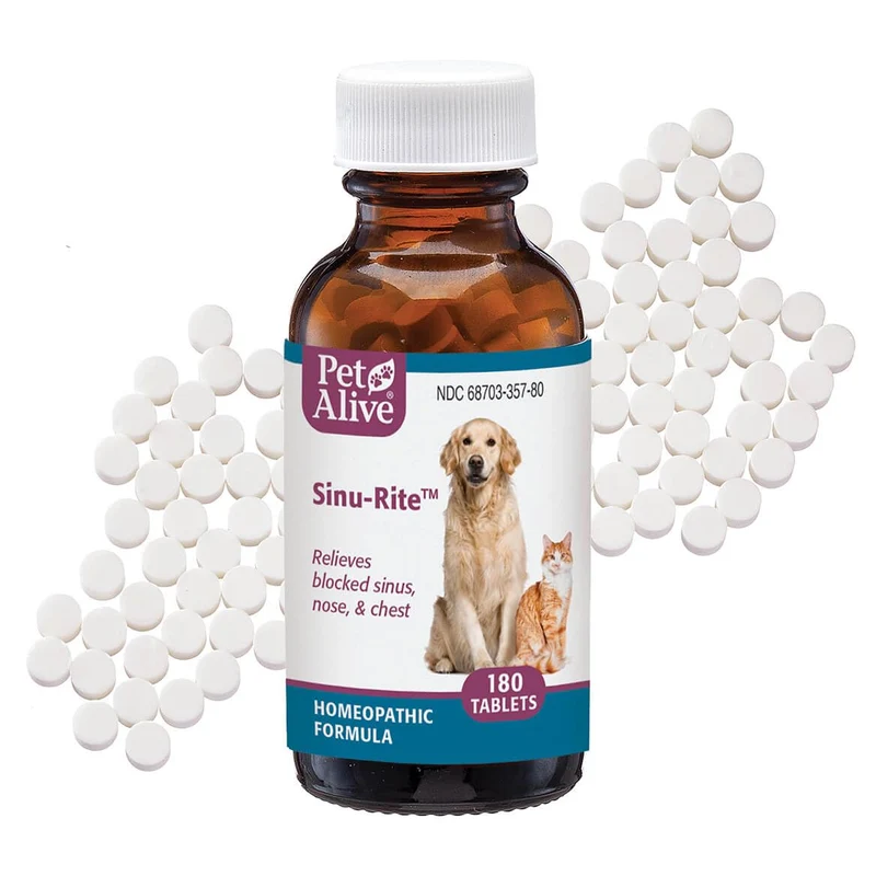 PetAlive Sinu-Rite – Soulagement nasal pour chiens et chats, comprimés homéopathiques (180 comprimés)
