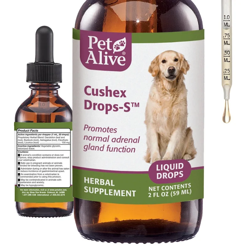 PetAlive Cushex Drops-S : Équilibre des glandes surrénales chez les animaux – 59 ml