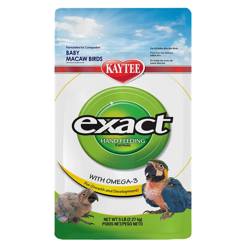 Kaytee Exact – Formule de nourrissage manuel pour bébés oiseaux (ara macao, éclectus, perroquet à tête de faucon, perroquets africains et caïques) – 5 livres
