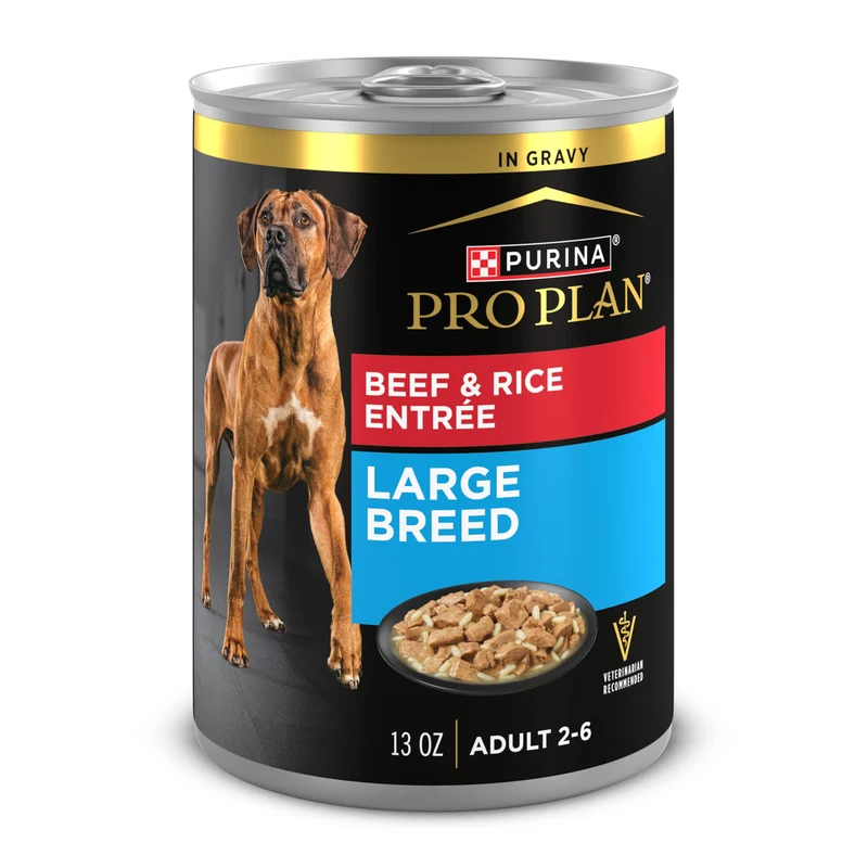 Purina Pro Plan Gravy – Aliment humide pour chien de grande race (bœuf et riz) – Pack 12 boîtes 13 oz