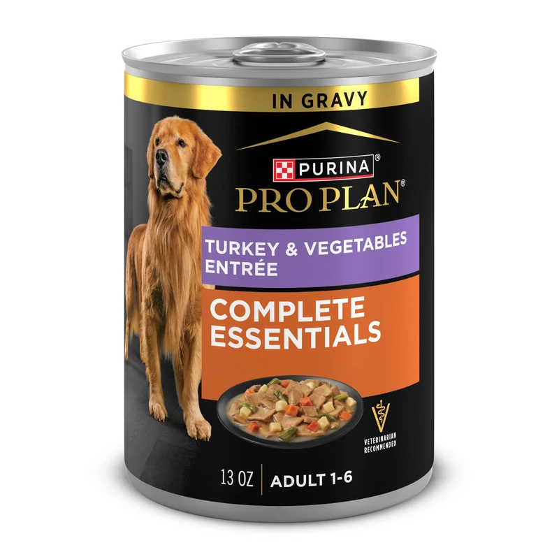 Purina Pro Plan Essentiels Complets Dinde et Légumes Entree en Sauce pour Chien Adulte — Lot de 12 boîtes de 375 g (13 oz)