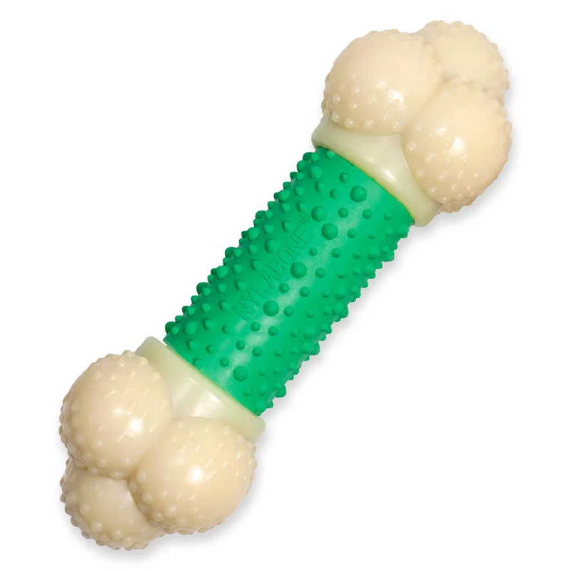 Nylabone Double Action Bone X-Large – Jouet à mâcher pour chiens agressifs, saveur fumée de porc, 50 lb et plus