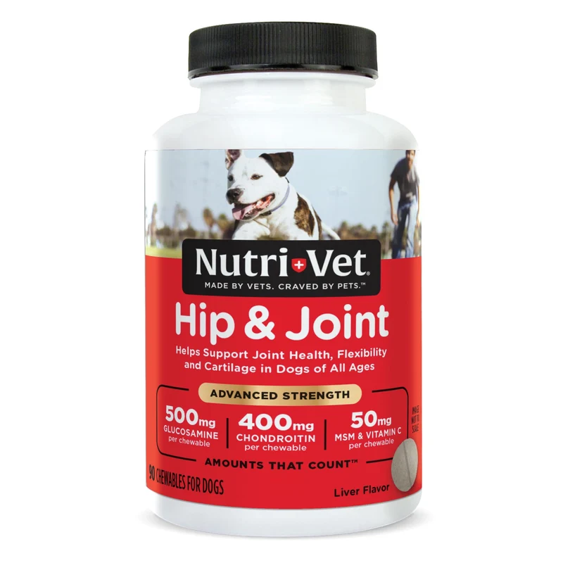 Nutri-Vet Hip et Articulation Avancée — Supplément mobilité chiens, 90 comprimés