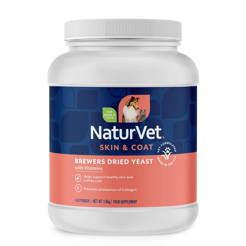 NaturVet – Levure sèche de bière avec ail et vitamines pour chiens et chats – Pelage brillant & peau saine – Poudre 4 lb