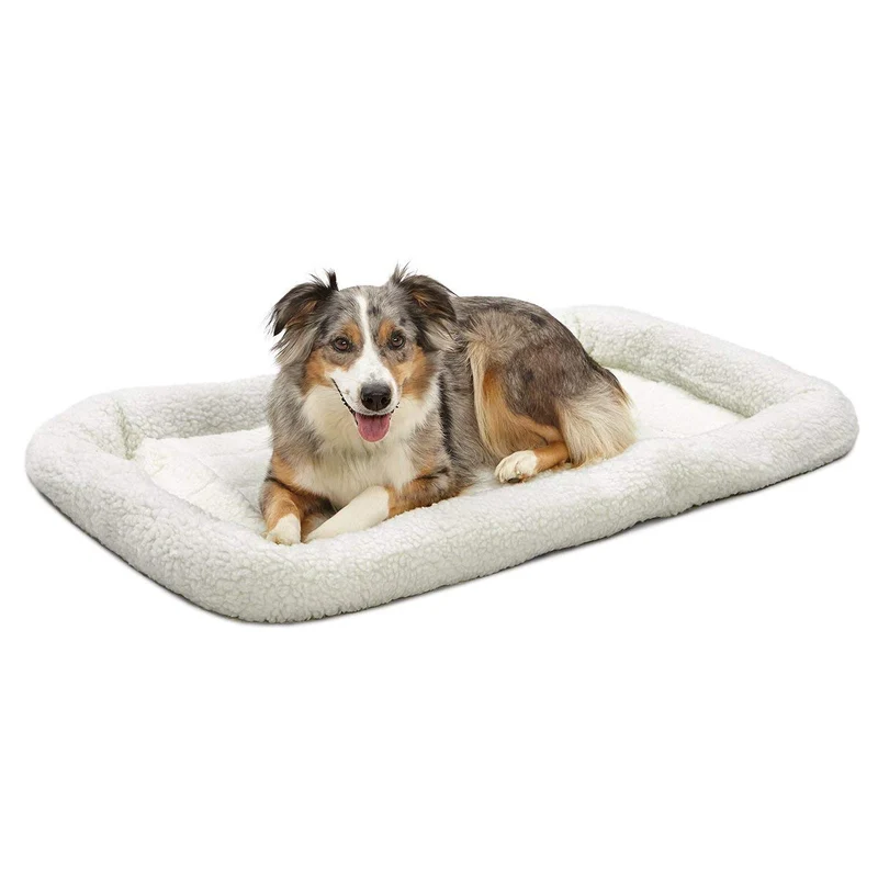MidWest QuietTime — Lit pour Chien en Polaire Blanc, Lavable en Machine, 42 pouces, pour Grands Chiens