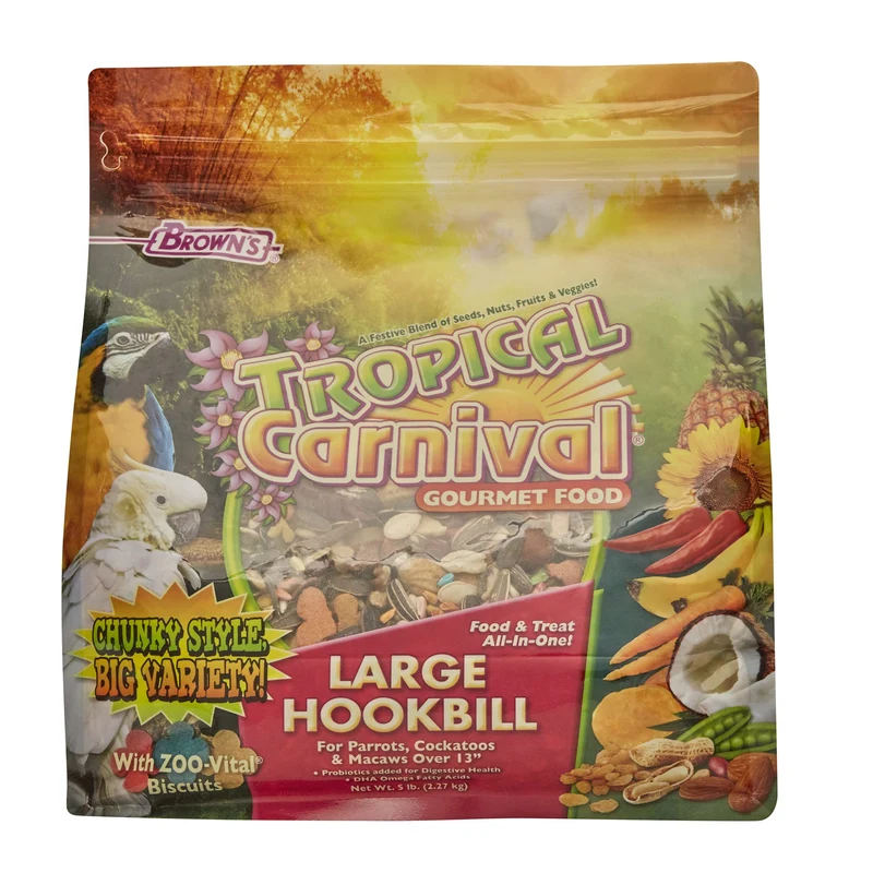 Tropical Carnival Nourriture Gourmet pour Grandes Perruches à Bec Crochu (>13 pouces) – Sac 5 lb Fortifiée en Vitamines et Nutriments