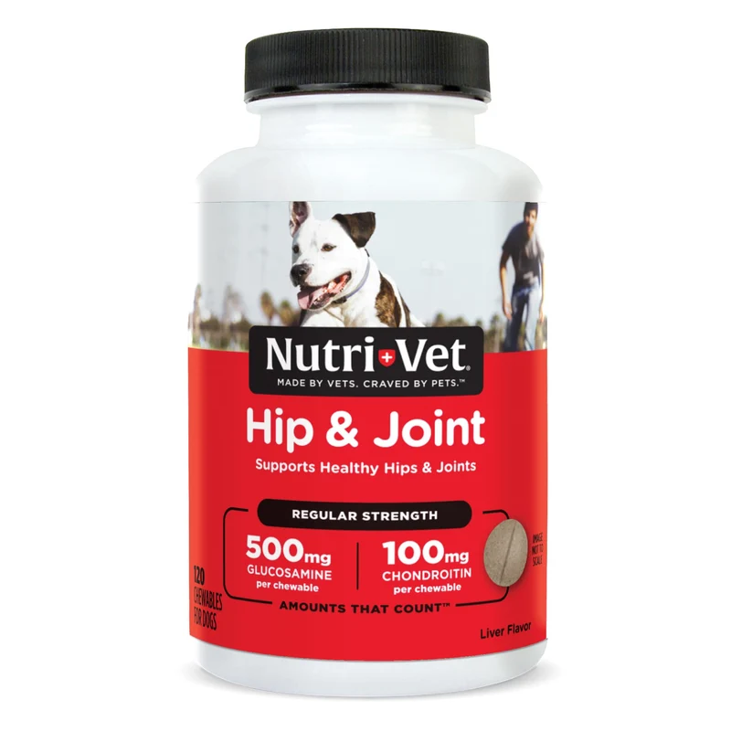 Nutri-Vet Hip et Joint – Compléments articulations pour chiens, Force Régulière, 120 comprimés