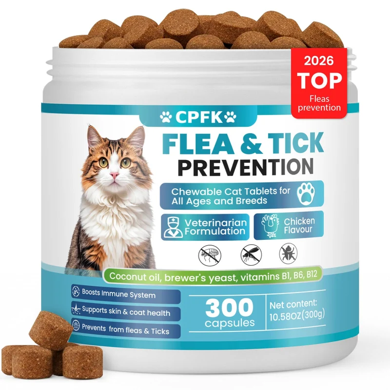 CPFK – Traitement anti-puces et tiques pour chats, pastilles mâchables, 300 comprimés
