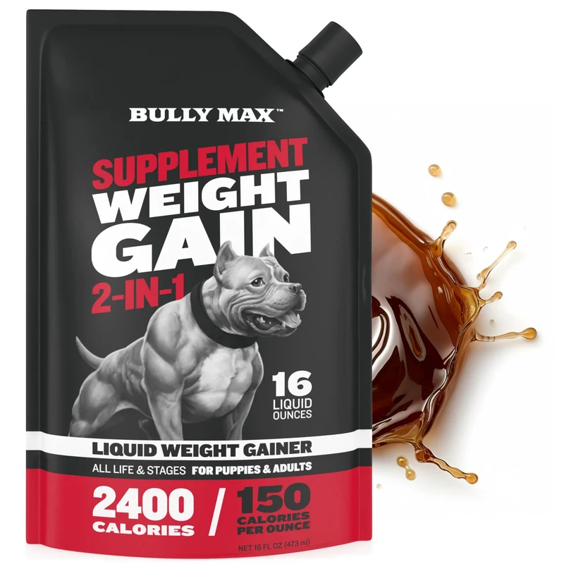 Bully Max Gagnant de Poids Liquide pour Chiens – Supplément Calorique avec Oméga-3 et Protéine de Lactosérum – Multivitamine 2-en-1 pour Chiots et Chiens Adultes – 16 oz