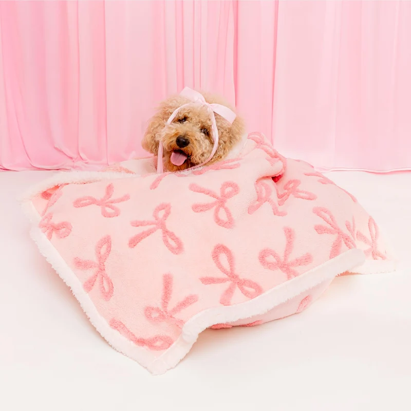 LE SURE Couverture Imperméable pour Chiots – Double Face, Jacquard Shag et Sherpa Rose Taffy