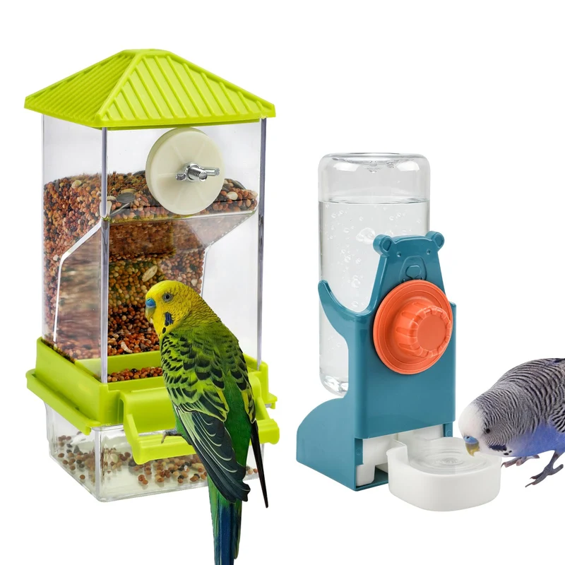 Rypet Distributeur Automatique Sans Gâchis pour Cage – Récipient Nourriture Transparent et Accessoires pour Petits Oiseaux