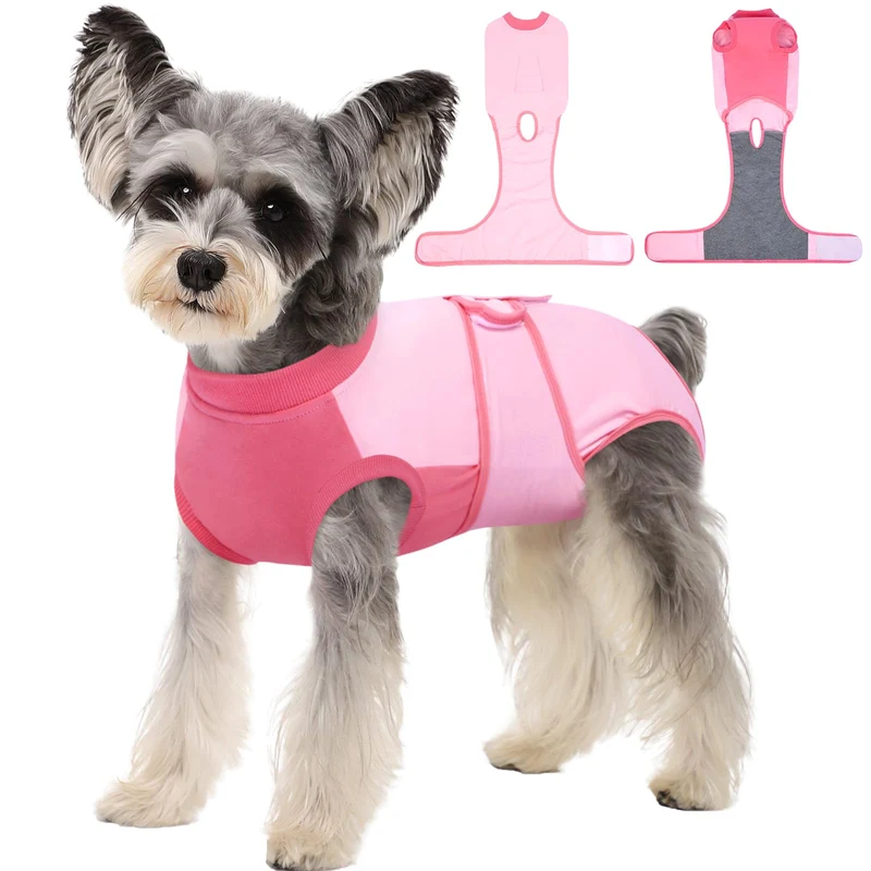 Kuoser Combinaison de récupération pour chien – Douce et respirante après chirurgie (rose, taille S)