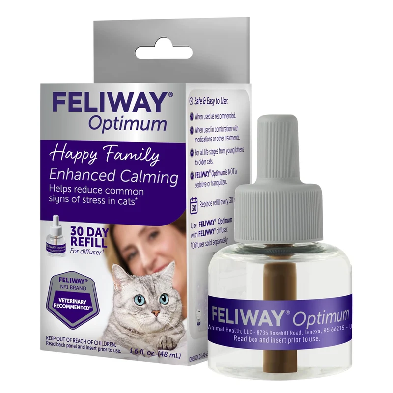 FELIWAY Optimum Recharge 30 Jours – Diffuseur Phéromones pour Chats et Chatons, 48 ml