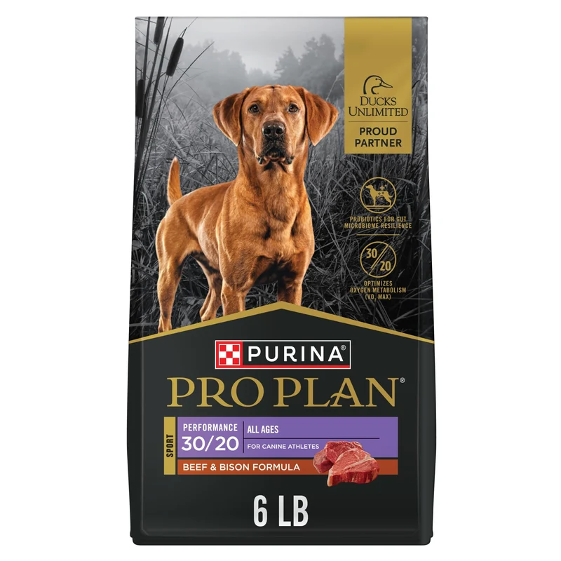 Purina Pro Plan Sport Performance 30/20 Boeuf et Bison – Croquettes pour chien, 6 lb