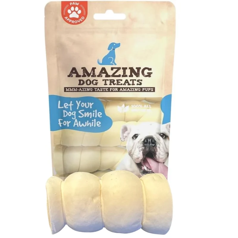 Amazing Dog Treats - Rouleaux de joue de bœuf épais (4 pouces, 6 pièces) – Alternative sûre au rawhide